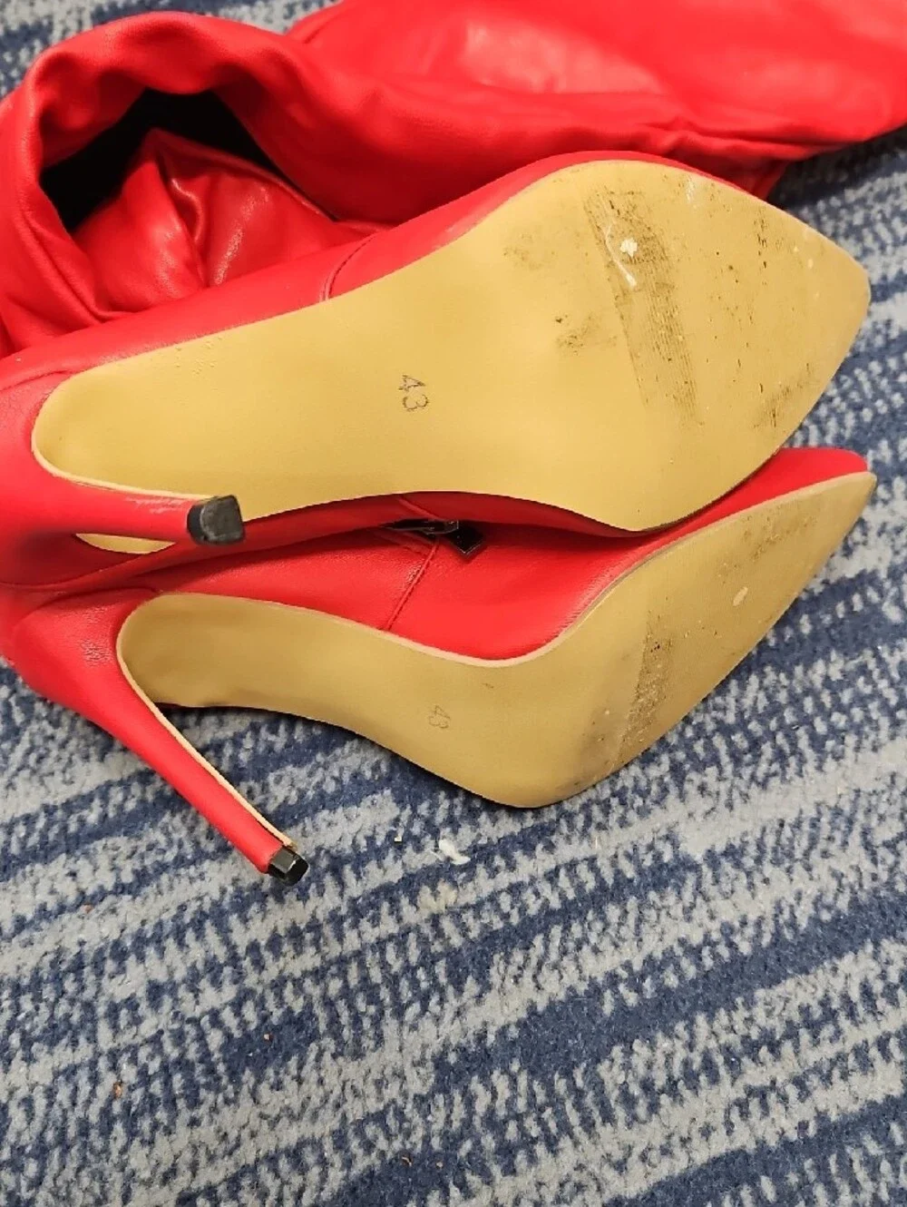 Red Over-the-Knee Pointed Stiletto Boots - Women's Fashion Boots